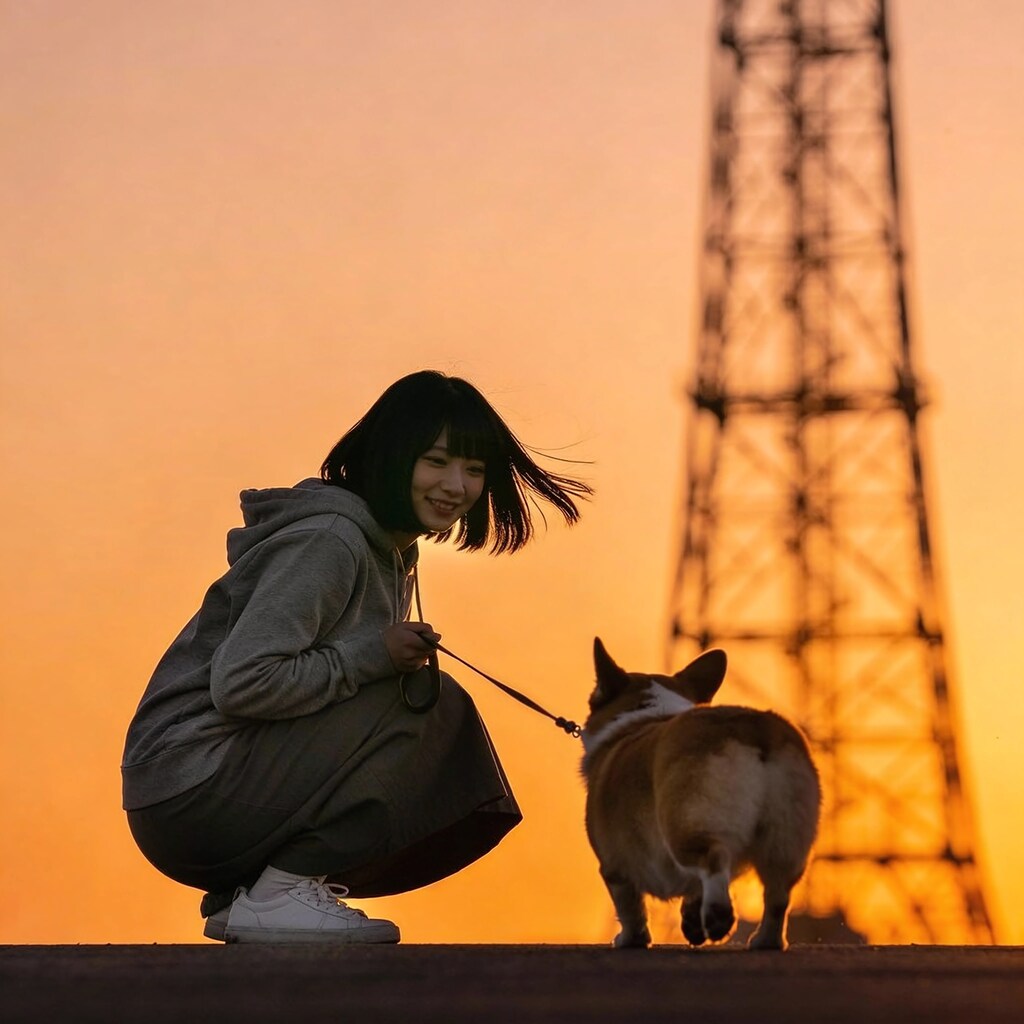 Afternoon Nap: Girl and Corgi in Sunlight
