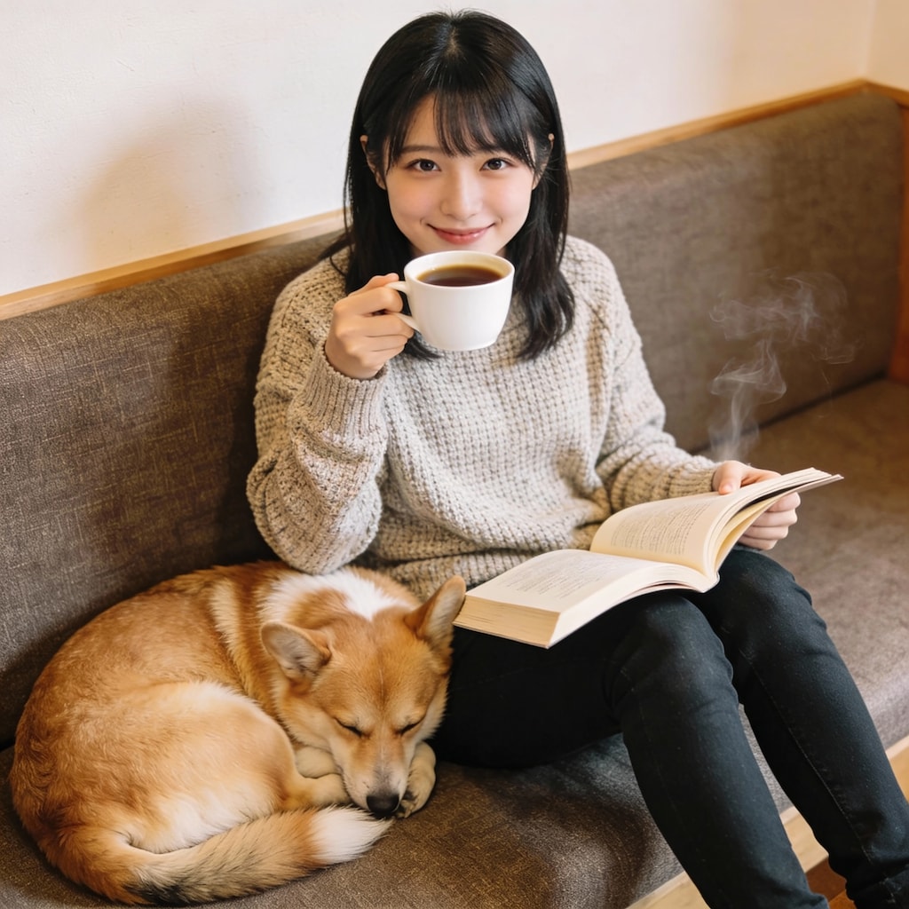 Afternoon Nap: Girl and Corgi in Sunlight