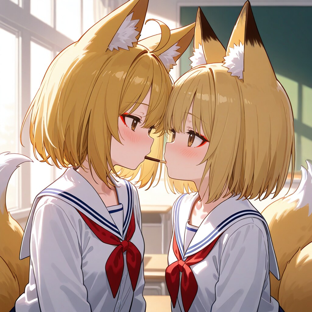 ポッキーゲーム狐っ娘