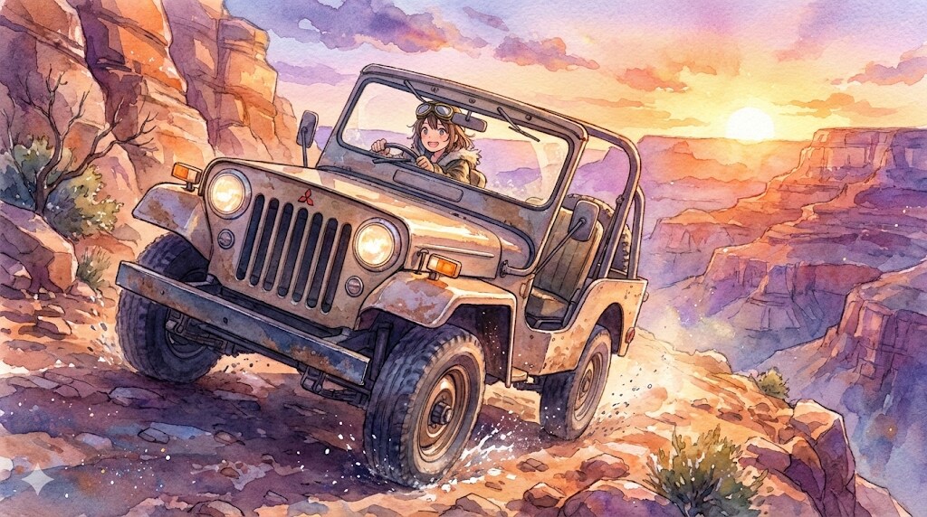 ジープを駆るお姉さん | の人気AIイラスト・グラビア