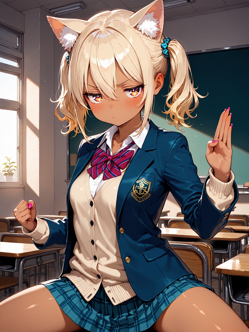 猫耳女の子の学生服