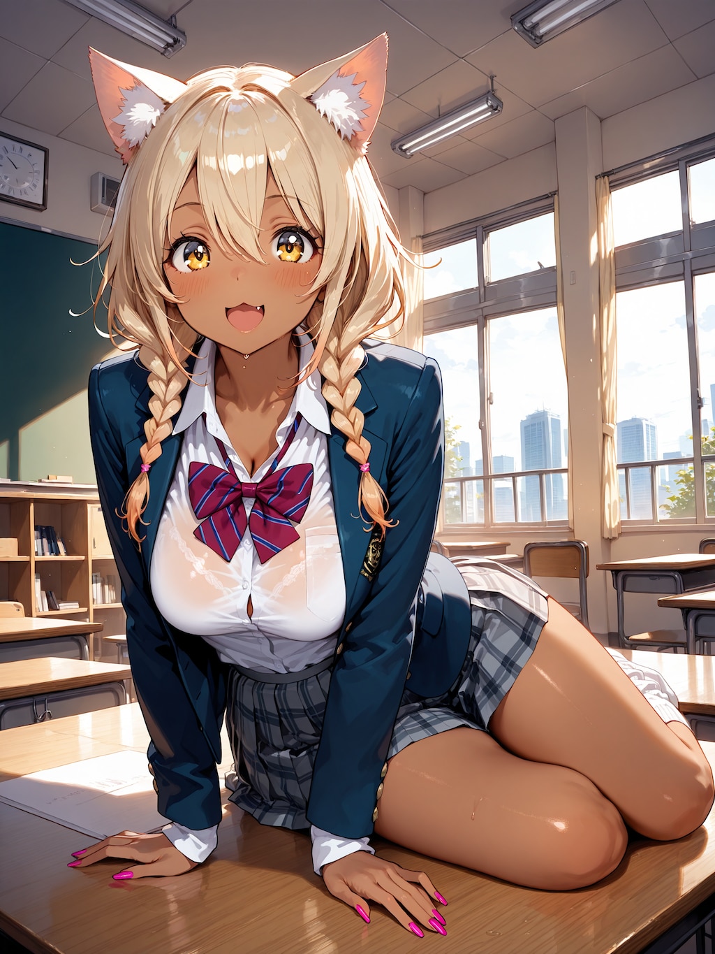 猫耳女の子の学生服