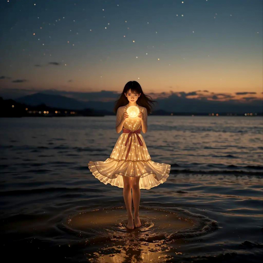 夕暮れの浅瀬の君