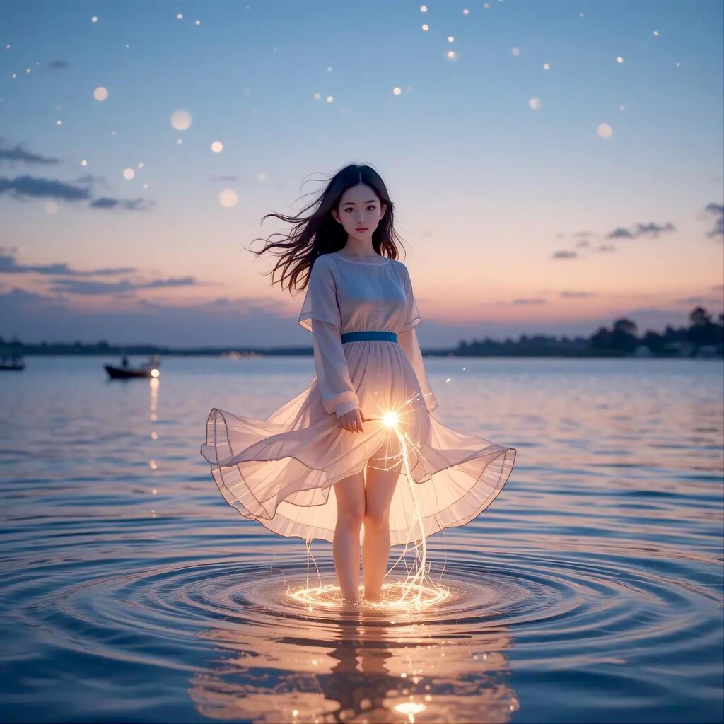 夕暮れの浅瀬の君