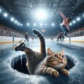スケートリンクで滑る猫 7枚目