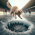 スケートリンクで滑る猫 6枚目