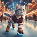 スケートリンクで滑る猫 4枚目