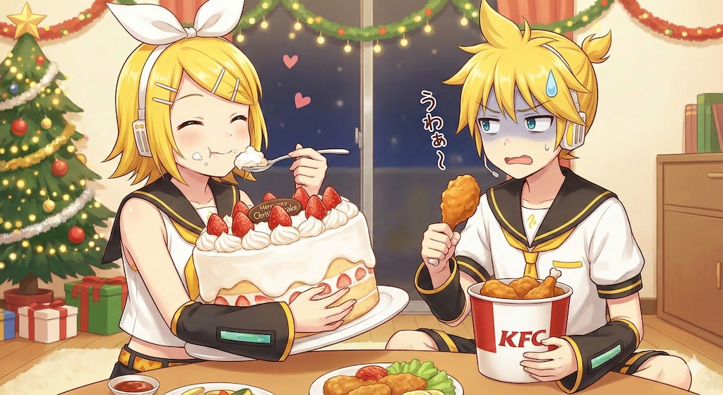 リンさんクリスマスケーキ独り占め🎂