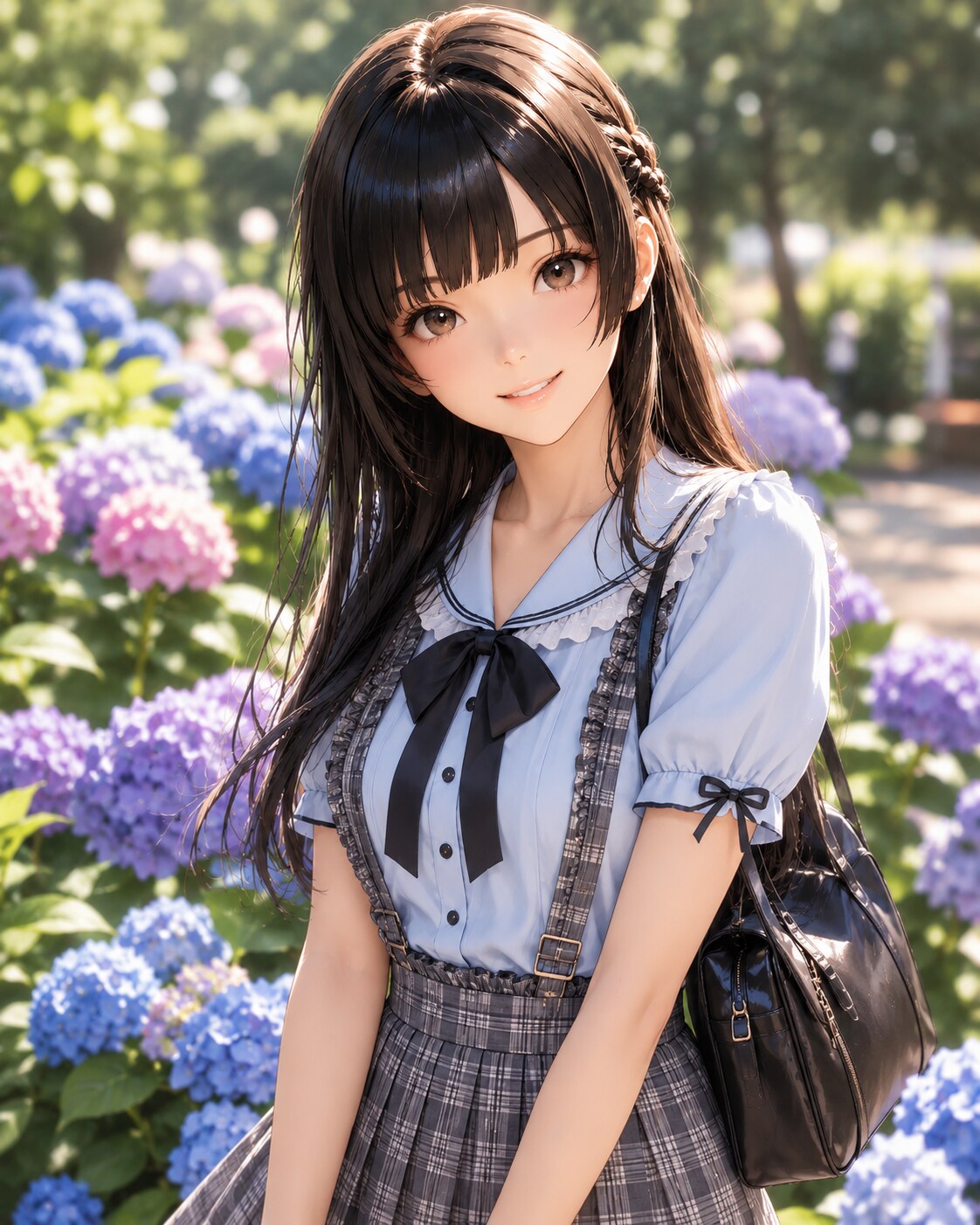 紫陽花の通学路
