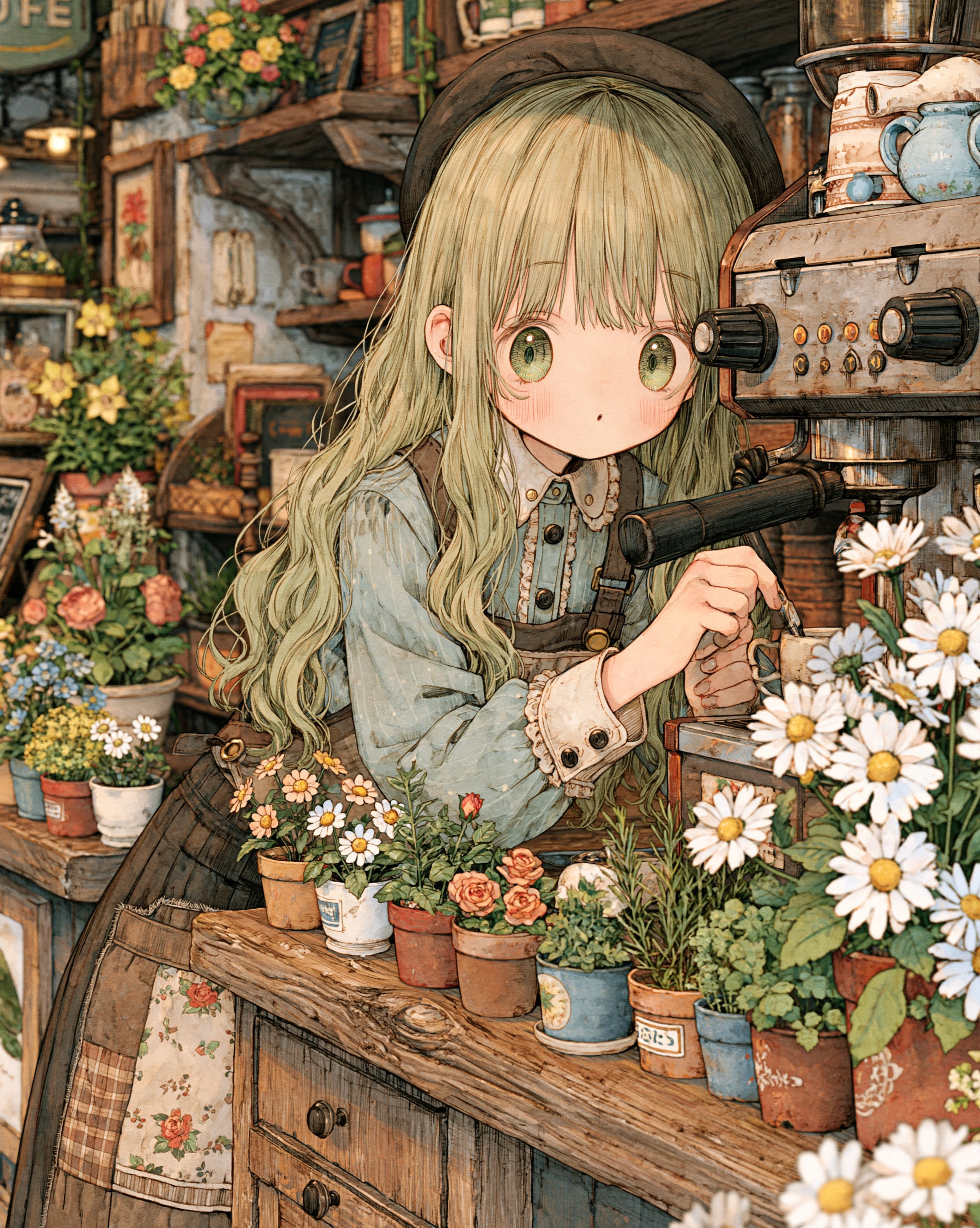 花とエスプレッソの匂うお店