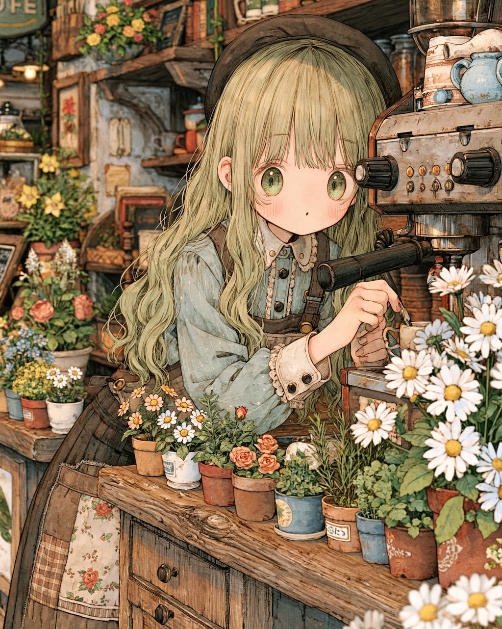 花とエスプレッソの匂うお店