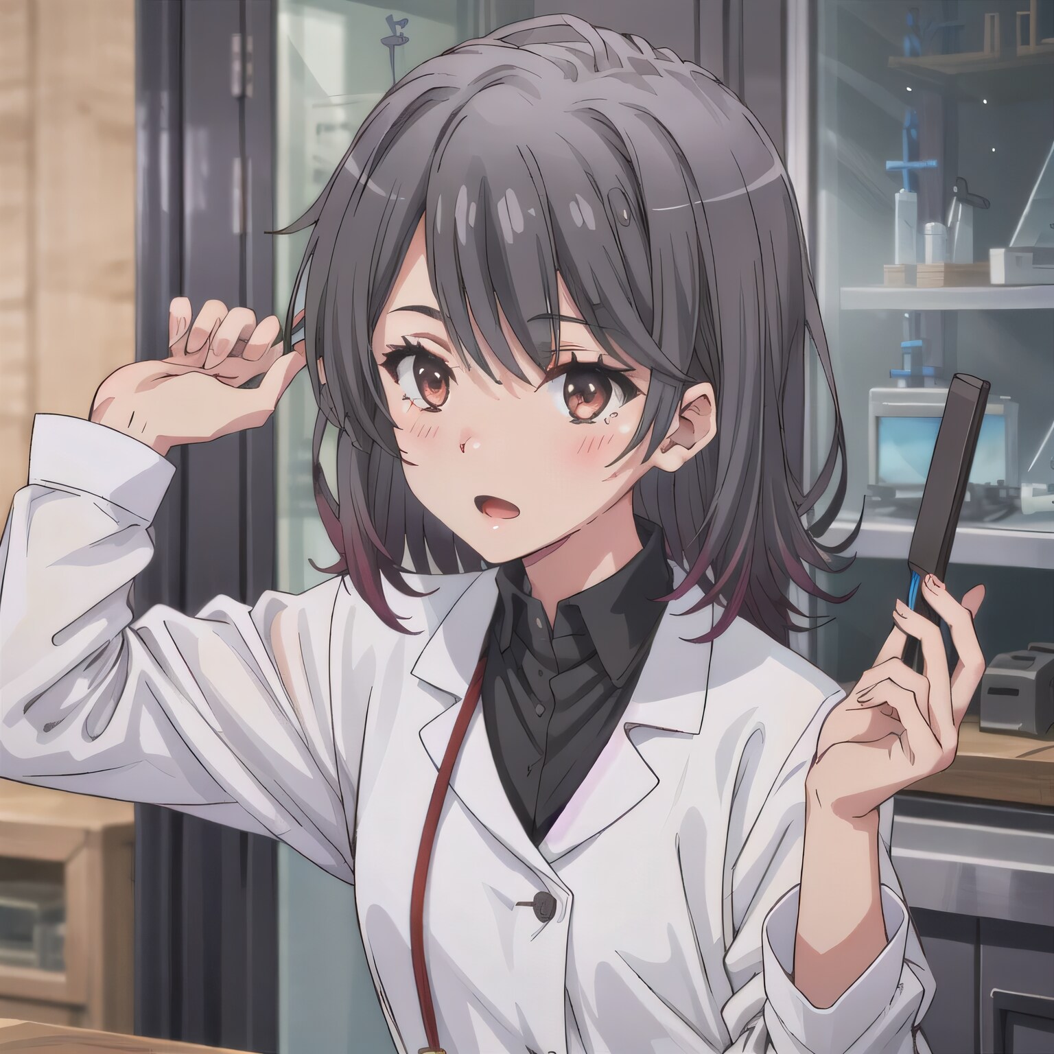 黒髪ボブで白衣の少女５ | の人気AIイラスト・グラビア