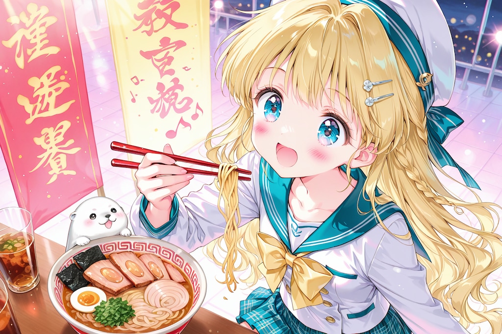 ラーメン屋で祝杯