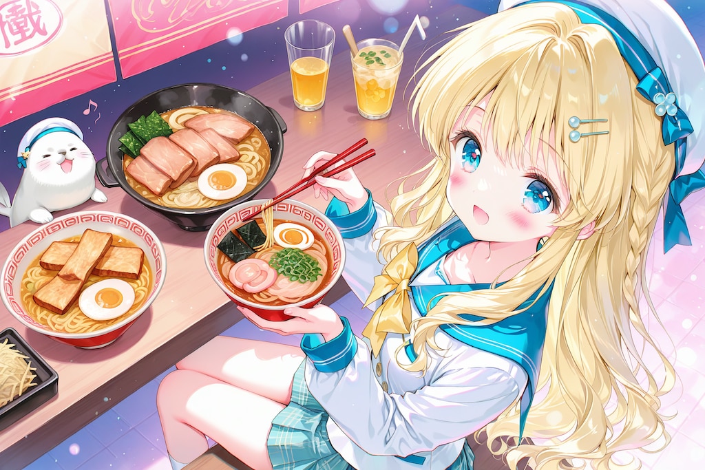 ラーメン屋で祝杯