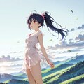 草原でぱんつが透けている服での撮影会 Y629 3枚目