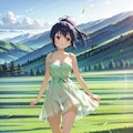 草原でぱんつが透けている服での撮影会 Y629 4枚目