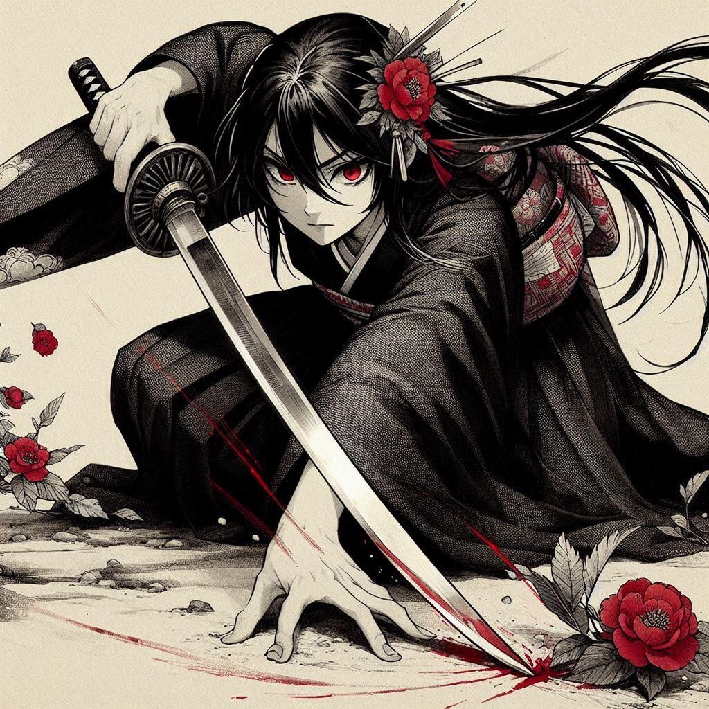 黒髪の女侍さん３２３