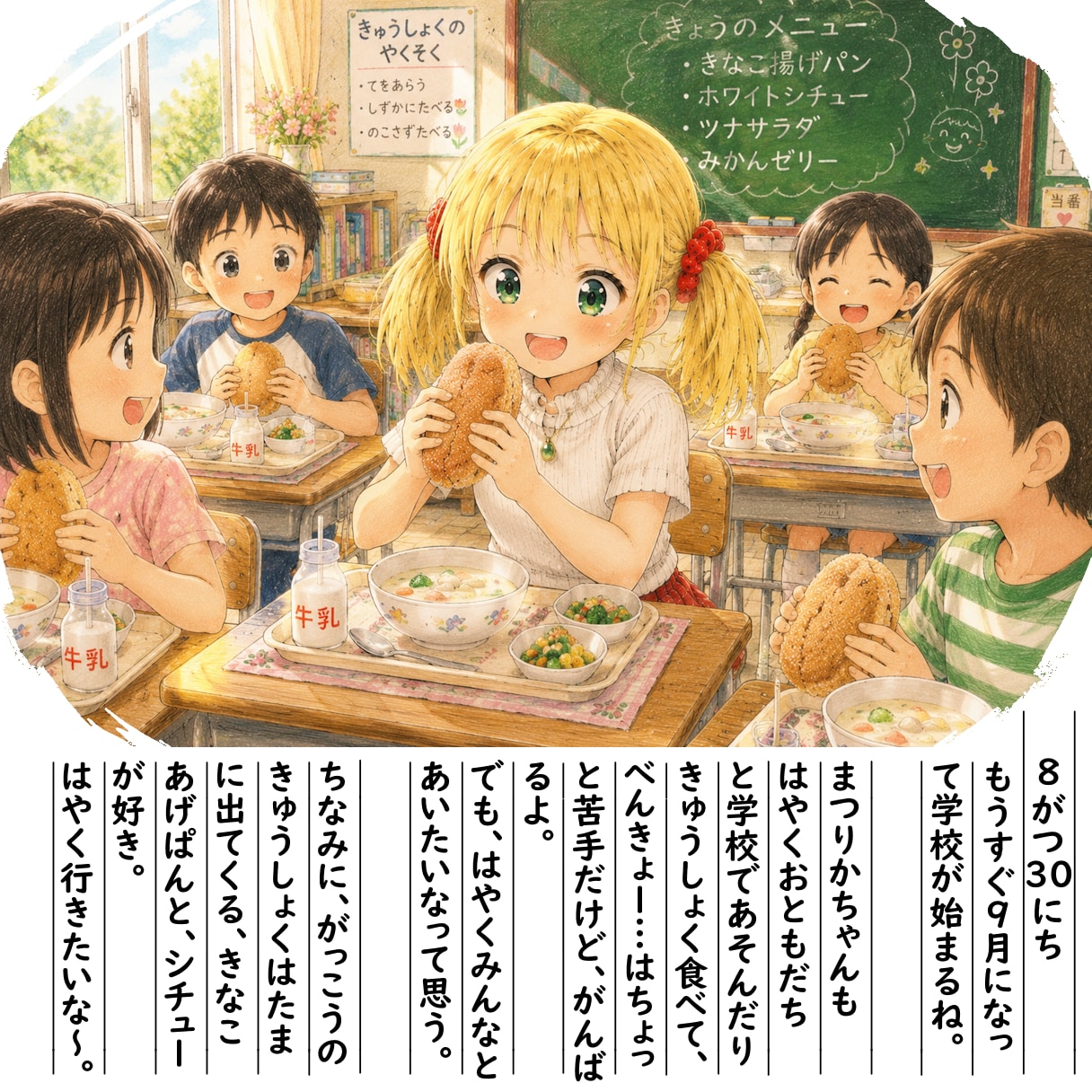 【絵日記】新学期たのしみだな | の人気AIイラスト・グラビア