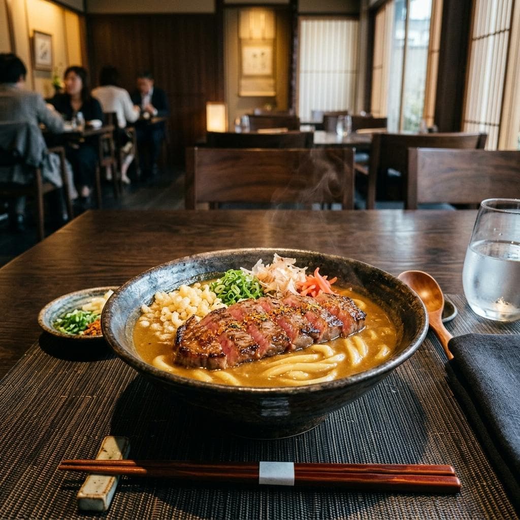 ステーキ肉カレーうどん