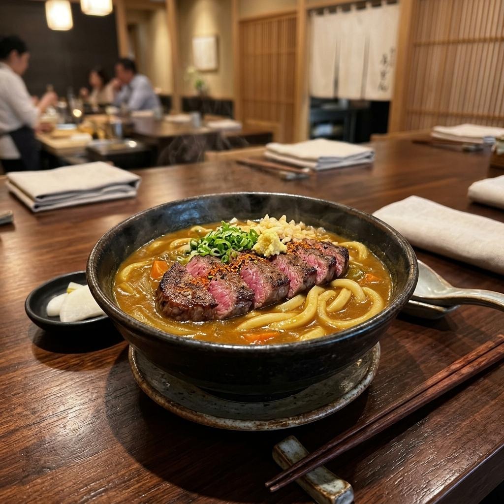 ステーキ肉カレーうどん