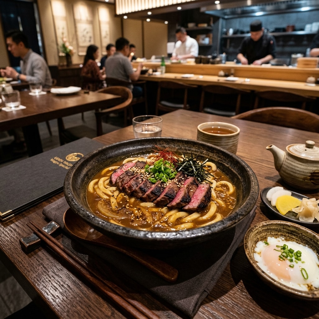 ステーキ肉カレーうどん