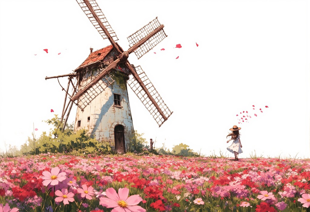 コスモスの舞う丘