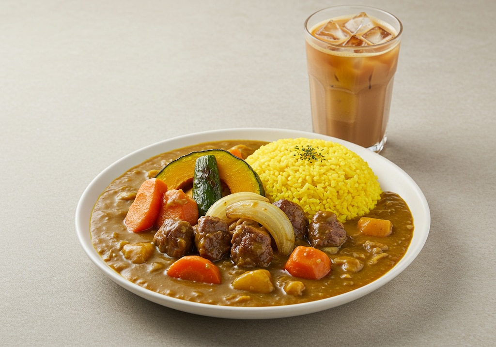 摩訶不思議食堂のターメリックライス野菜カレー
