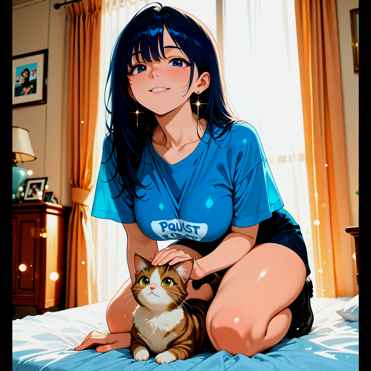 ベッドの上であいのモフモフ・タイム | の人気AIイラスト・グラビア