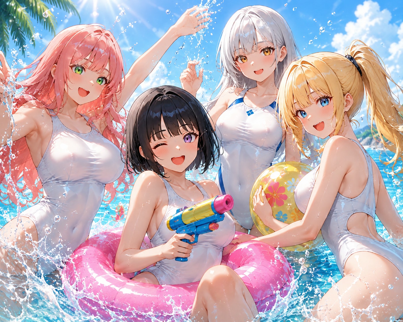 白スク水！