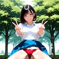 普段真面目な彼女に公園でスカートめくりをお願いしたら、ガニ股ダブルピースで見せてくれた話 3枚目