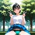 普段真面目な彼女に公園でスカートめくりをお願いしたら、ガニ股ダブルピースで見せてくれた話 5枚目