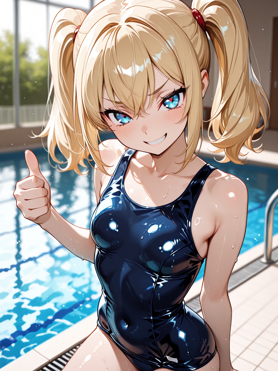 サムズアップする萌咲