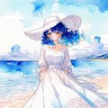 夏のお嬢さん　縦長画像（青い海と空も指定） 2枚目