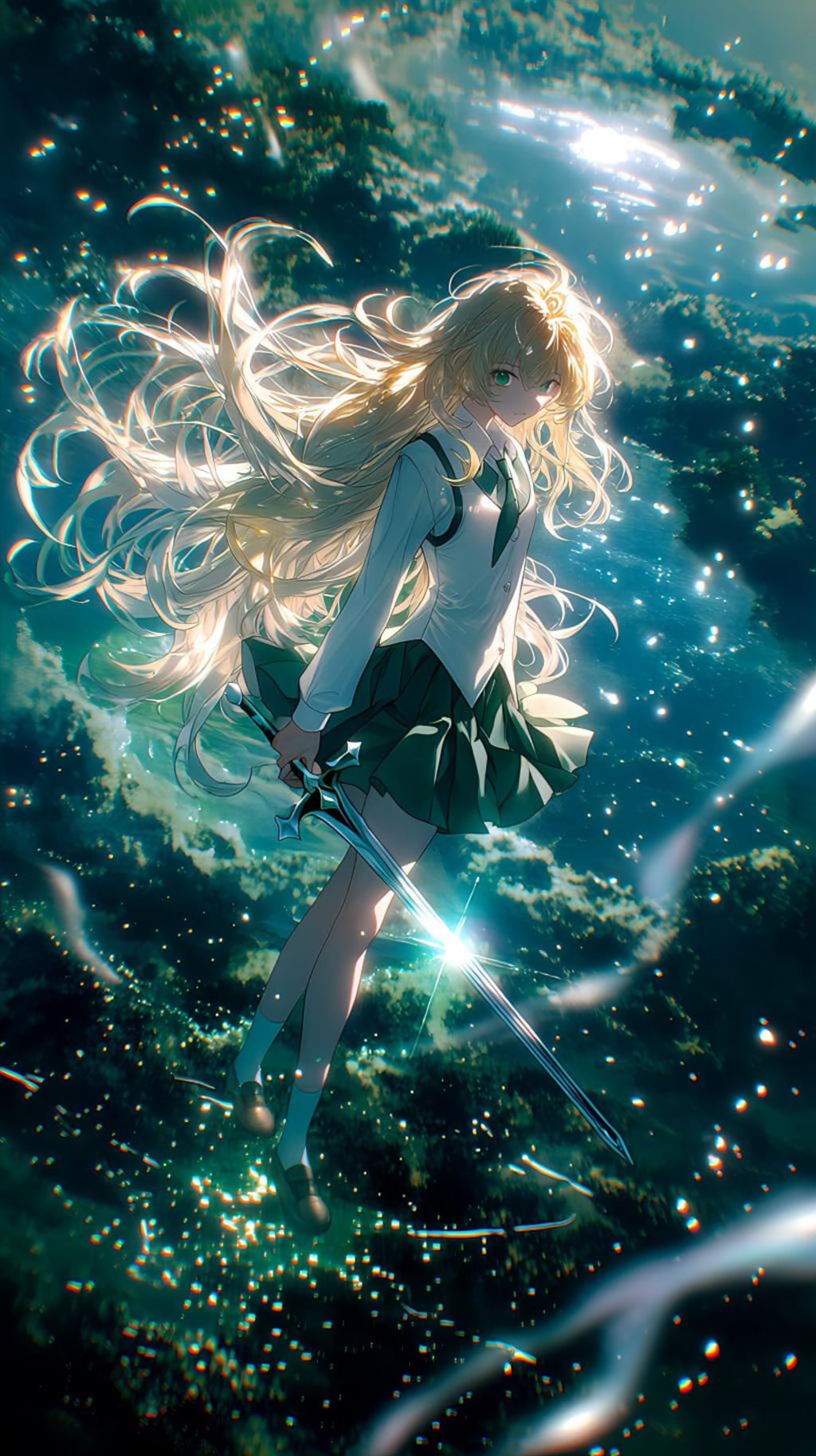 輝く剣と女剣士