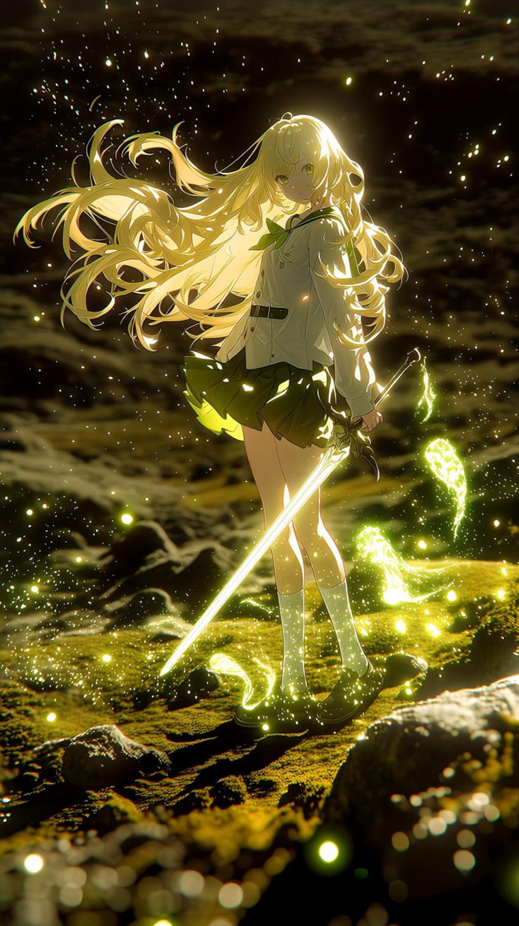 輝く剣と女剣士