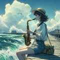 サックス奏者さん ／ 水彩 8枚目