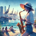サックス奏者さん ／ 水彩 3枚目