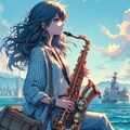 サックス奏者さん ／ 水彩 2枚目