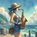 サックス奏者さん ／ 水彩 7枚目