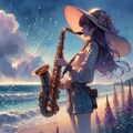 サックス奏者さん ／ 水彩 11枚目