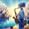 サックス奏者さん ／ 水彩 6枚目