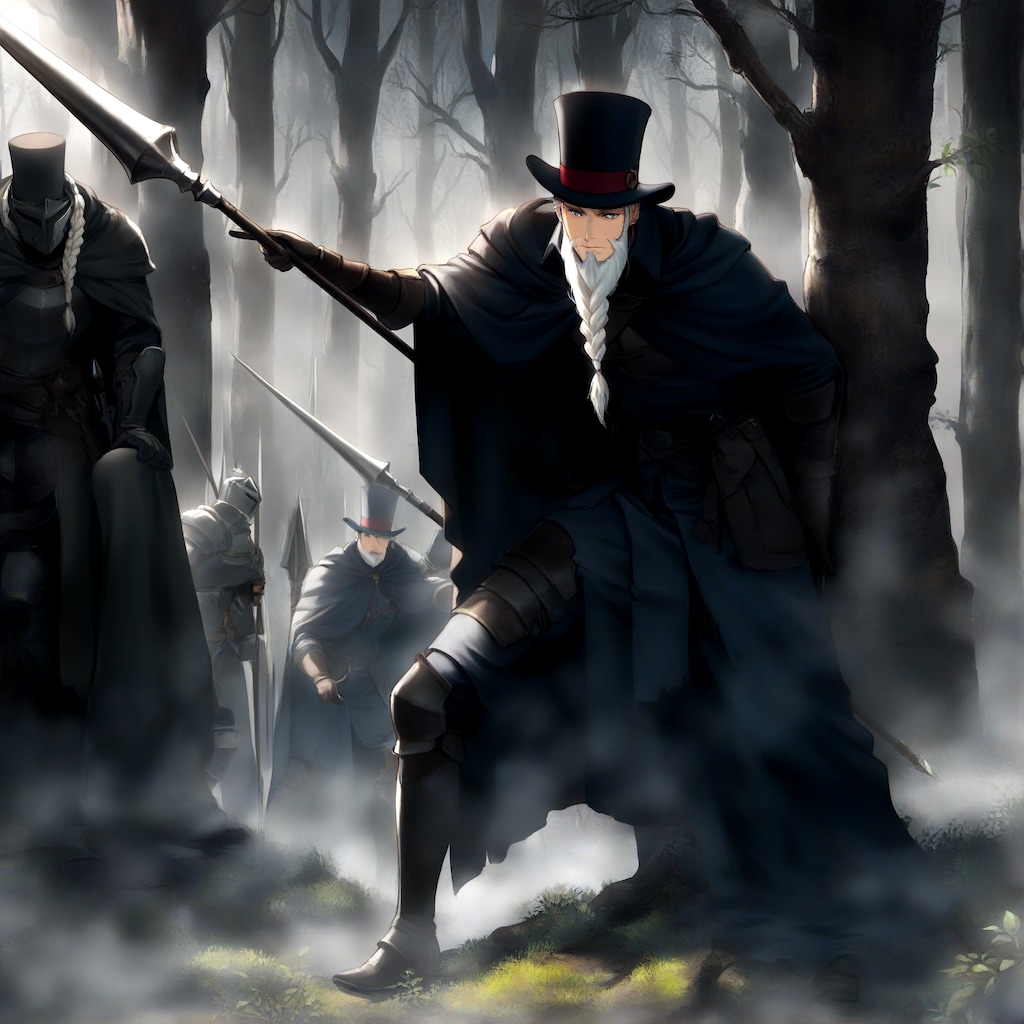 オジ槍使い部隊の森への斥候