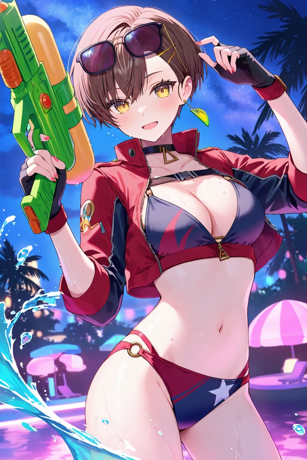 ナイトプールを勘違いしているお姉さん