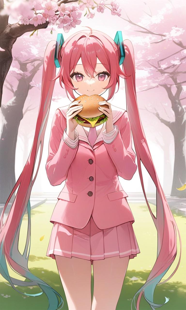 桜ミクさんとハンバーガー