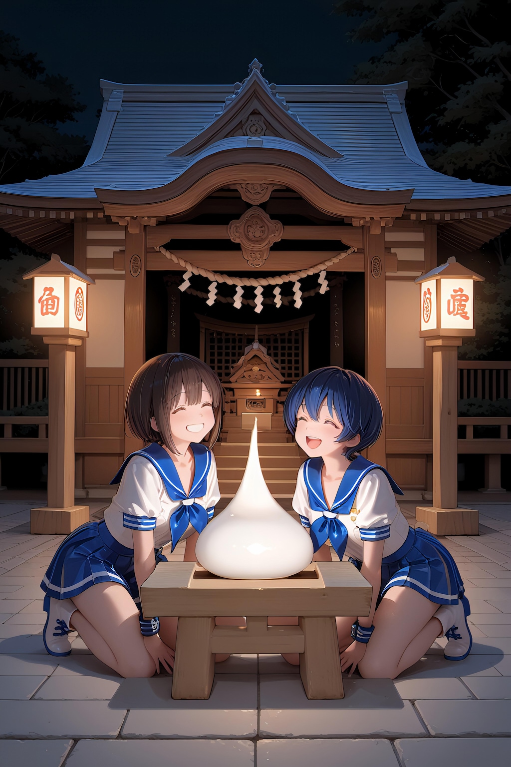 鏡餅作りの君　何立たせてんの！