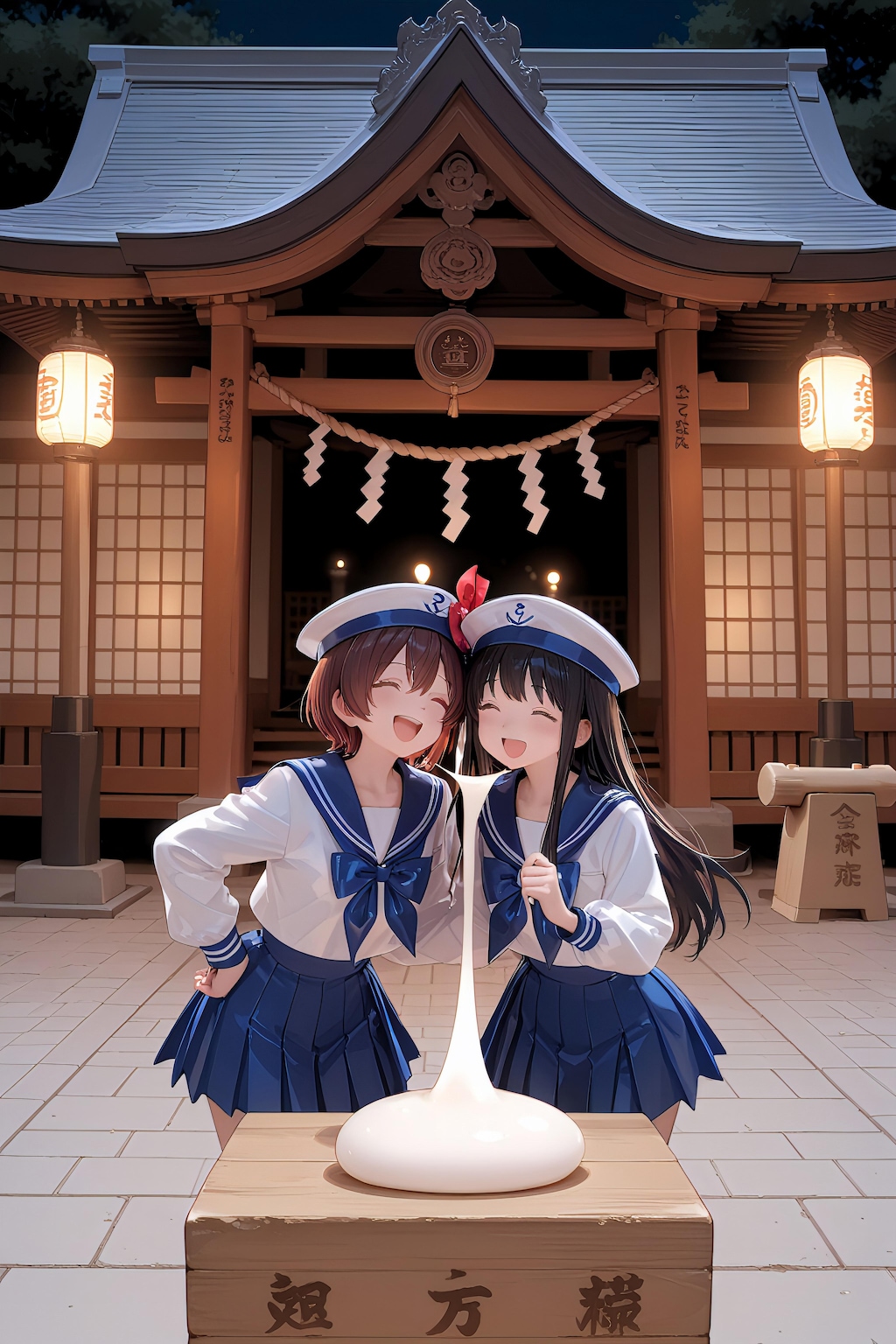 鏡餅作りの君　何立たせてんの！