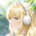 金髪美女とヘッドフォン 2枚目
