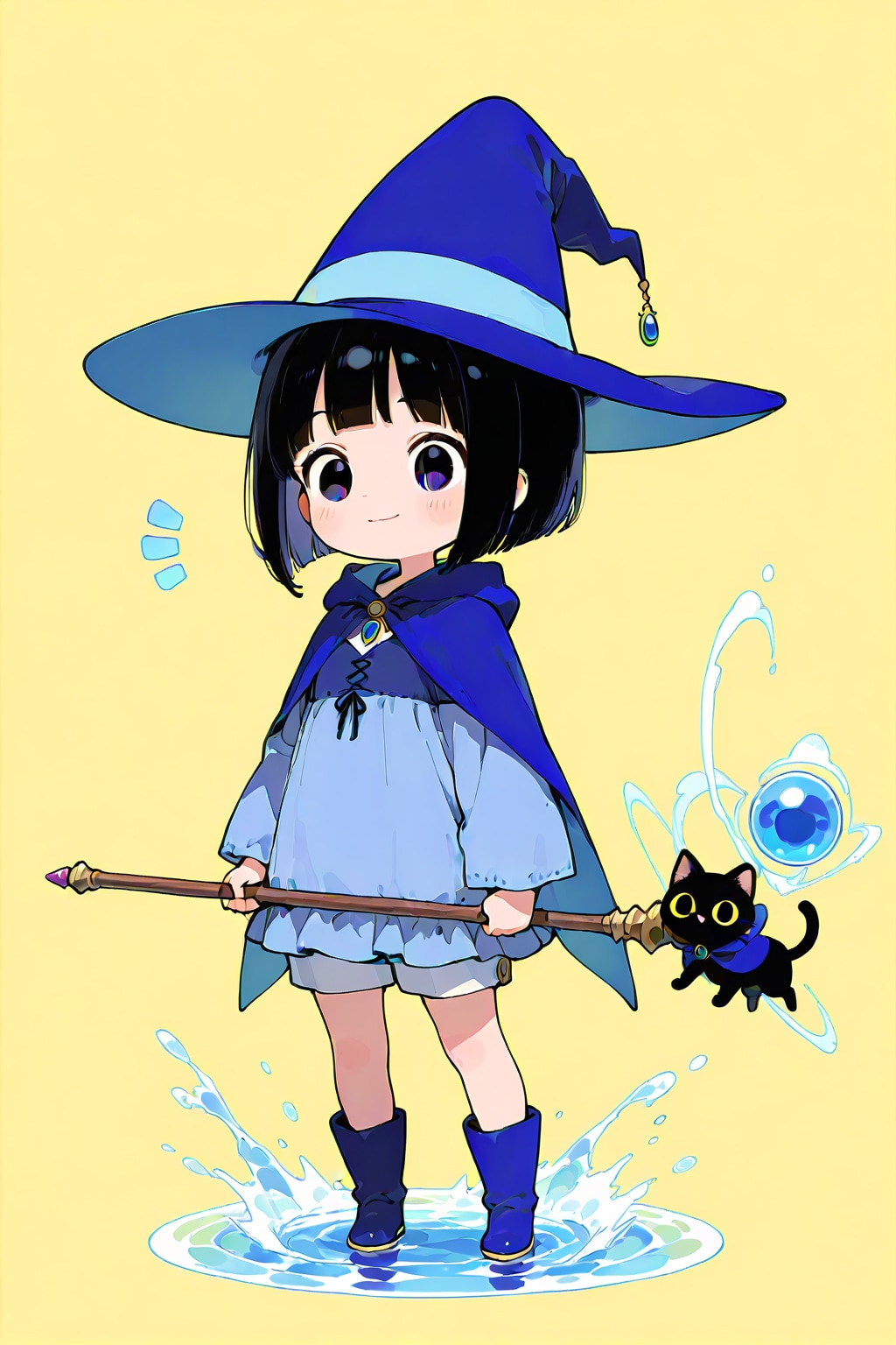 水の魔女と黒猫 | の人気AIイラスト・グラビア