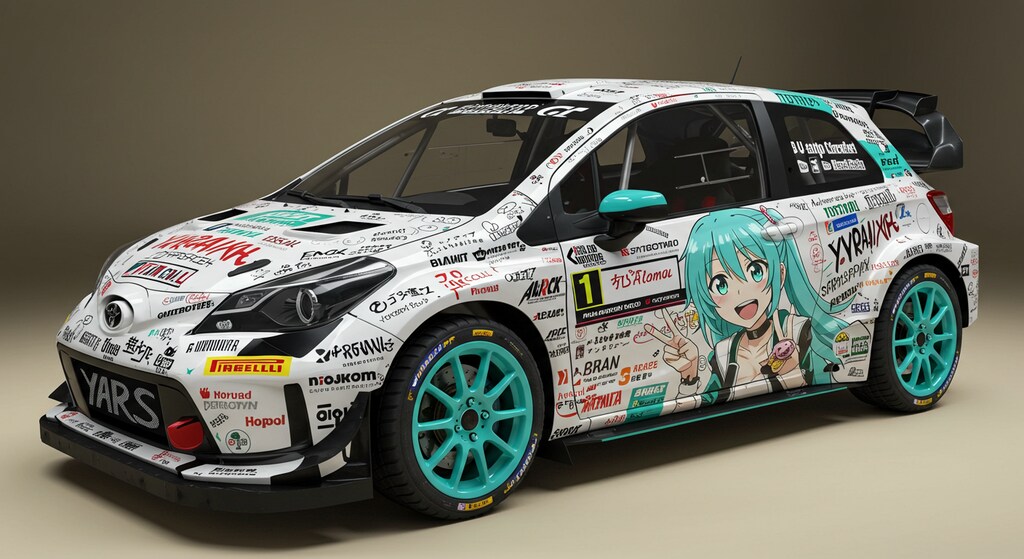初音ミク柄ヤリスラリーカー