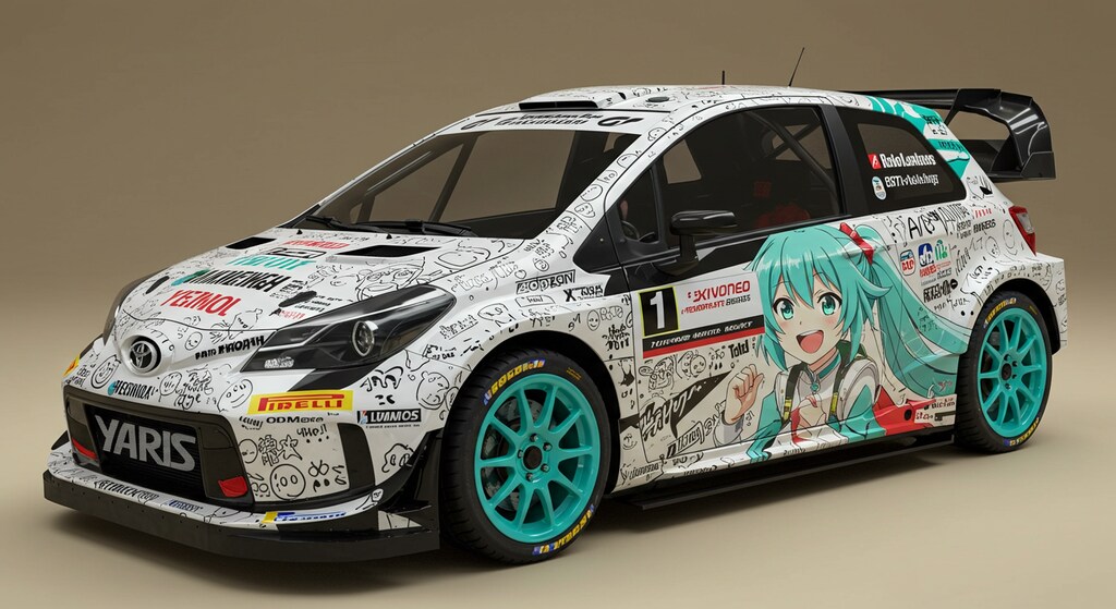 初音ミク柄ヤリスラリーカー